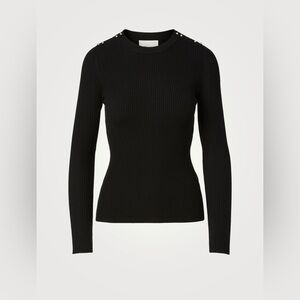 3.1 Phillip Lim Black Merino Wool Ribbed Scoop Neck Sweater Size XS